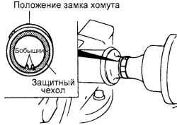 Положение замка хомута защитного чехла