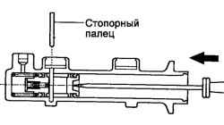 Снятие ограничительного пальца вторичного поршня